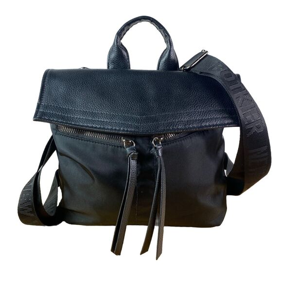 Botkier New York Women's Black Polyester/Leather Pockets Zipper Backpack Bag - Picture 1 of 14